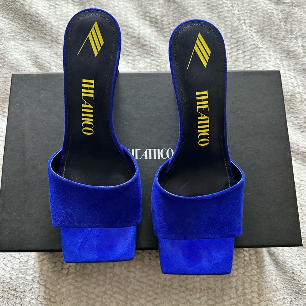 The Attico Colbalt Blue Suede Mules
